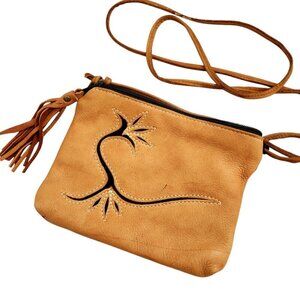 2NFrom Design by Carol Frechette Floral Bird Two Tone Leather Crossbody Bag
